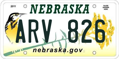 NE license plate ARV826