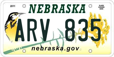 NE license plate ARV835