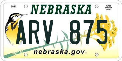 NE license plate ARV875