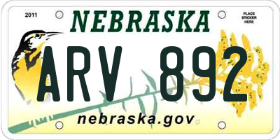 NE license plate ARV892