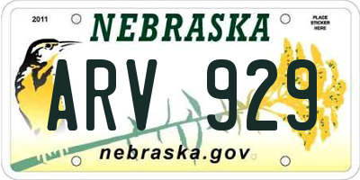 NE license plate ARV929