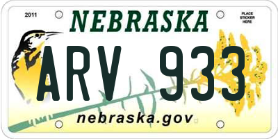 NE license plate ARV933