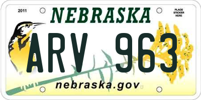 NE license plate ARV963