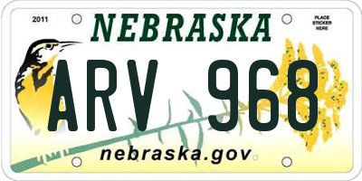 NE license plate ARV968