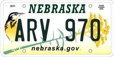 NE license plate ARV970