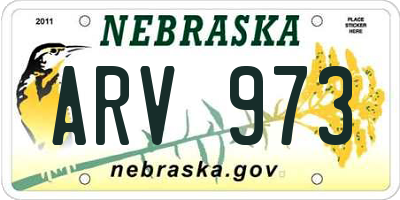 NE license plate ARV973