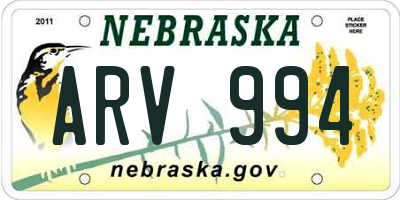 NE license plate ARV994