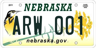 NE license plate ARW001