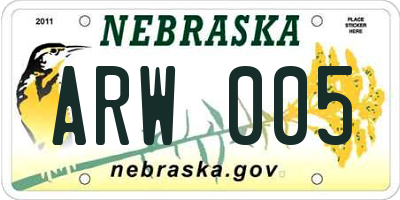 NE license plate ARW005