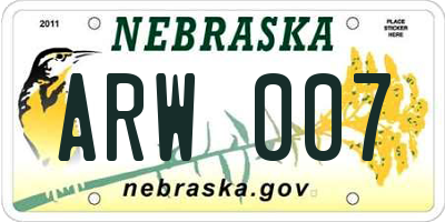 NE license plate ARW007