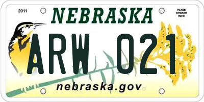 NE license plate ARW021