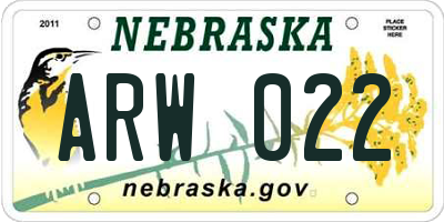 NE license plate ARW022