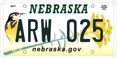NE license plate ARW025