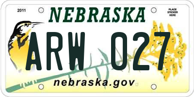 NE license plate ARW027