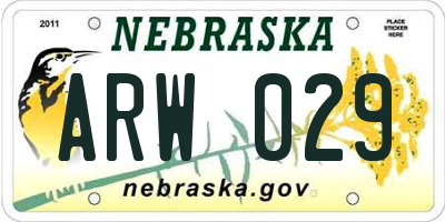 NE license plate ARW029