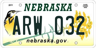 NE license plate ARW032