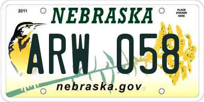 NE license plate ARW058