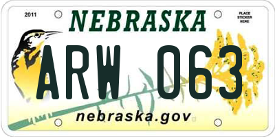 NE license plate ARW063