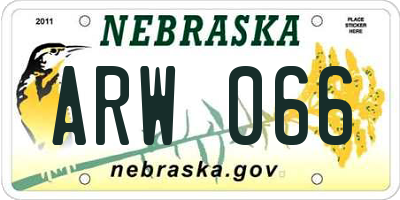 NE license plate ARW066