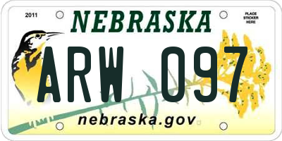 NE license plate ARW097