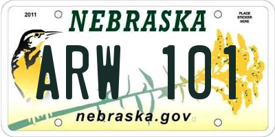 NE license plate ARW101