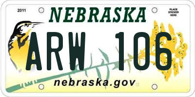 NE license plate ARW106