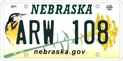 NE license plate ARW108
