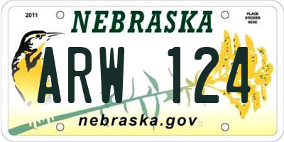 NE license plate ARW124