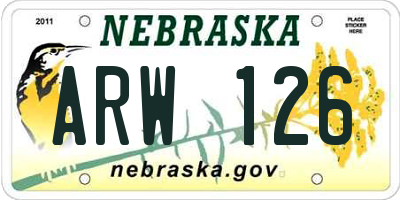 NE license plate ARW126