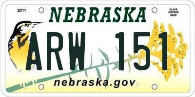 NE license plate ARW151