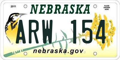 NE license plate ARW154