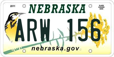 NE license plate ARW156