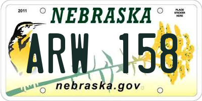 NE license plate ARW158