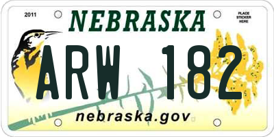 NE license plate ARW182