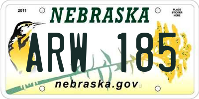 NE license plate ARW185