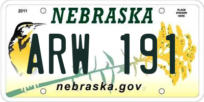 NE license plate ARW191