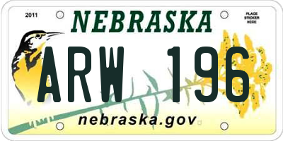 NE license plate ARW196