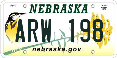 NE license plate ARW198