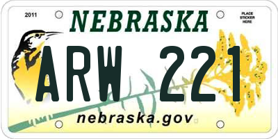 NE license plate ARW221
