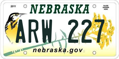 NE license plate ARW227