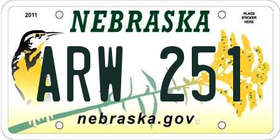 NE license plate ARW251