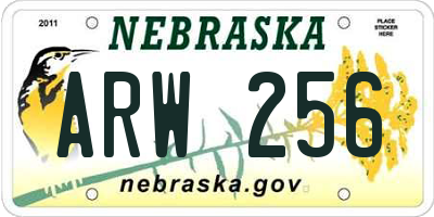 NE license plate ARW256