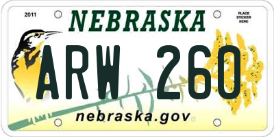 NE license plate ARW260