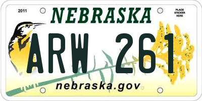 NE license plate ARW261