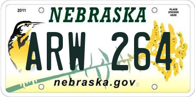 NE license plate ARW264