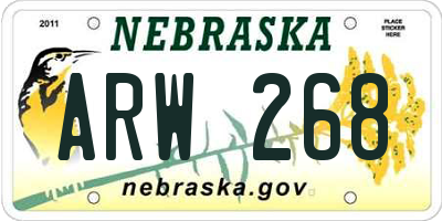 NE license plate ARW268