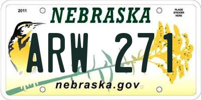 NE license plate ARW271
