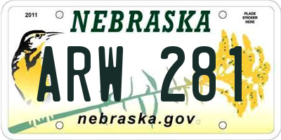 NE license plate ARW281