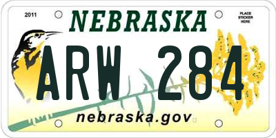 NE license plate ARW284