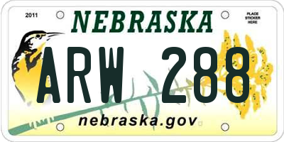 NE license plate ARW288